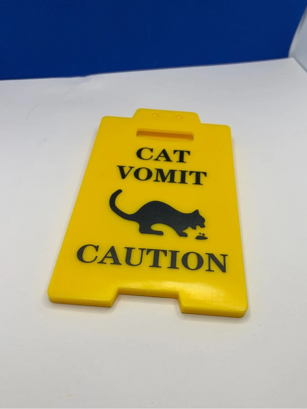 Cat Vomit Caution Sign - Yellow